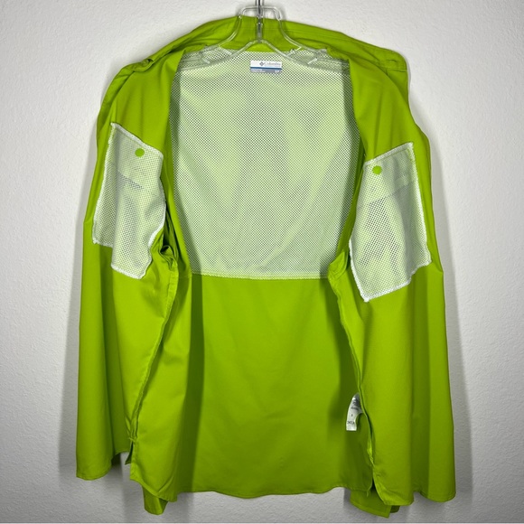 Men’s Columbia Small PFG Shirt Long Sleeve Bright Green Omni Shade - Picture 8 of 10